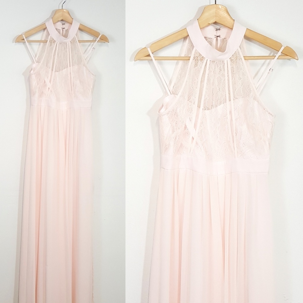 BCBGeneration Lace Halter Maxi Dress Size 4 Pink